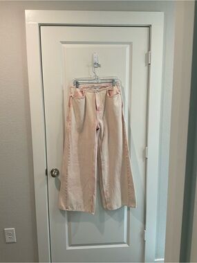 Wide-Leg Pastel Pink Jeans for Women